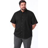 Ravanelli Büyük Beden Erkek Gömlek Kısa Kollu Keten Görünümlü %100 Pamuk Battal Boy - 6XL - Siyah