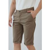 RAVANELLI Erkek Kahve Slim Fit Dar Kesim Gabardin Pamuklu Casual Chino Şort