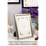 Raven 15cm X 21cm Oval Platin Renkli Resim, Fotoğraf, Belge, Poster, Evrak Çerçevesi Ayarlanabilir Ayaklı