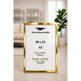 Raven A3, 30x42cm Aynalı Altın Çerçeve,Gold Poster Tablo Resim Çerçevesi, Duvar Salon & Ofis Çerçevesi
