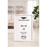 Raven A3, 30x42cm Beyaz Çerçeve, Beyaz Poster Tablo Resim Çerçevesi, Fotoğraf Duvar Salon & Ofis Çerçevesi