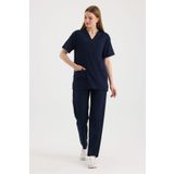 Raven Uniform Lacivert Premium Likralı Doktor Hemşire Forma Takımı Scrubs Üniforma Cerrahi Takım