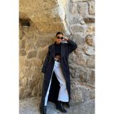 Ravena Kuşak Detay Trenckot TNS-4411 Siyah L