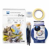 Ravenart Suluboya Seti, A4 300 gr Defter, Daler Rowney Aquafine 18 Renk, Van Gogh Fırça Seti, Maskeleme Bandı