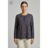 Ravencia Kadın Leopar Desen Baskılı Simli Likralı Anne Penye Bluz - Lacivert - 2XL
