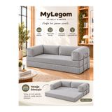 Ravessi MyLegom Kiremit Yataklı Kanepe, 100x200 cm Açılır Kanepe, Fitilli Kadife Kumaş Aktivite Koltuğu - Gri