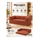 Ravessi MyLegom Kiremit Yataklı Kanepe, 100x200 cm Açılır Kanepe, Fitilli Kadife Kumaş Aktivite Koltuğu - Kiremit