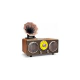 Ravéon Alarm Saatli Radyo Ahşap Tasarımlı Nostaljik Gramofon Görünümlü Radyo ve Alarm