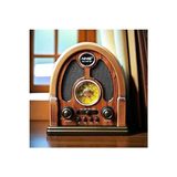 Ravéon Alarm Saatli Radyo Retro Ahşap Tasarımlı Bluetooth Radyo ve