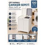 Ravéon Çamaşır Sepeti 100 Lt Çift Kapaklı Tekerlekli - Geniş ve Kullanışlı
