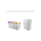 Ravéon Çamaşır Sepeti Beyaz Damla Desenli Plastik , Dayanıklı ve Şık