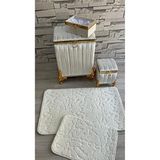 Ravéon Çamaşır Sepeti Kadife ve Çizgili Kirli Çamaşır Sepetli Lüx Set - 100X60CM - 100 x 60 cm
