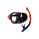 Ravéon Dalış Bıçağı Kırmızı Yetişkin Dalış Maskesi ve Snorkel Seti