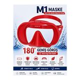 Ravéon Dalış Maskesi Kırmızı Profesyonel + Anti Fog - Net ve Güvenli Görüş