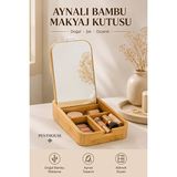 Ravéon Makyaj & Takı Organizeri Aynalı Bambu Makyaj Kutusu ile Taşınabilir Saklama