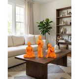 Raw Home Buda Figürlü Dekoratif Mum Seti – %100 Soya Wax El Yapımı 3’lü Meditasyon Temalı Spiritüel Mum - Turuncu - Mandalina Kokulu