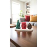 Raw Home Yılbaşı-Noel Konsept3 (3’lü) Yeni Yıl Mum Seti Kırmızı Sandal,Amber ve Çilek Kokulu