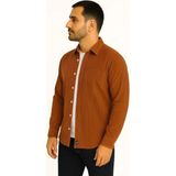 Rawea Fashion Erkek Fitilli Kadife Cepli Gömlek Oversize Rahat Kalıp - Kahverengi