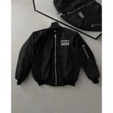 Rawea Fashion Erkek Siyah Bomber Mont – Fermuarlı, Cepli, Kapitone Astarlı, Göğüs Baskılı Tasarım Günlük Rahat Ceket - Siyah