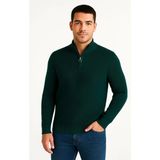 Rawea Fashion Erkek Yarım Fermuarlı Triko Kazak – Selanik Örgü, Dik Yaka, Pamuklu Dokuma, Regular Fit Uzun Kollu Kışlık Model - Haki - 2XL