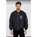 Rawea Fashion Wild One Baskılı Erkek Bomber Mont – Panter Desenli, Fermuarlı, Kapitone Astarlı Ceket - Siyah