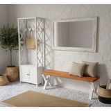 Raweyn Hestia Masif Ahşap Bahçe Bankı Bench Balkon Teras Beyaz V Metal Ayak 120CM - Acı Kahverengi