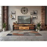 Raweyn Iron Doğal Ahşap Çekmeceli Tv Ünitesi - 230CM - Açık Ceviz