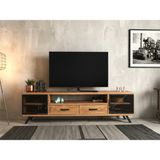 Raweyn Modus Doğal Ahşap Çekmeceli Tv Ünitesi - 230CM - Açık Ceviz - 230 cm