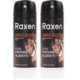 Raxen Erkek Deodorant Spreyi - Swiss Chocolate Serisi - 150ml - Etkili Ter Kokusu Önleyici - Alüminyumsuz ve Leke Bırakmayan Formül - Gün Boyu Ferahlık Veren Erkek Vücut Spreyi (2 paketi)