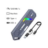 Raxius Dk03 Usb-a/type-c Kablolu Rgb 22x80 M.2 Nvme Taşınabilir Harici Ssd Boş Kutu koyu-gri