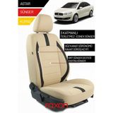 Raxon Fiat Linea 2011 ve Sonrası Için 2+1 Binek Araçlara Uyumlu Tay Tüyü Oto Koltuk Kılıfı - Krem