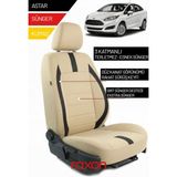 Raxon Ford Fiesta 2019 ve Sonrası Için 2+1 Binek Araçlara Uyumlu Tay Tüyü Oto Koltuk Kılıfı - Krem