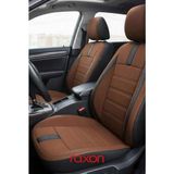 Raxon Neptun Plus Serisi Tay Tüyü Kumaş Oto Koltuk Kılıfı Tam Set | Airbag Uyumlu Lüks Araç Koltuk Kılıfı - Kahverengi - Siyah