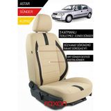 Raxon Opel Astra G Hb 1998 ve Sonrası Için 2+1 Binek Araçlara Uyumlu Tay Tüyü Oto Koltuk Kılıfı - Krem