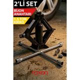 Raxon Oto Kriko 1.5 Ton Cırcırlı + 4’lü Bijon Anahtarı Seti Universal Araç Krikosu Yol Yardım Seti - Gümüş