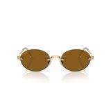 Ray-Ban A$AP Rocky RB3929 Kablolu Metal Koleksiyonu Oval Güneş Gözlüğü, Altın/Koyu Kahverengi Polarize, 54 mm