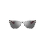 Ray-Ban Çocuklar için Rj9052s Yeni Wayfarer Kare Güneş Gözlüğü, Şeffaf Gri/Gri Aynalı Gümüş, 48 mm