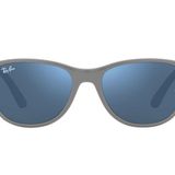 Ray-Ban Çocuklar için Rj9077s Kare Güneş Gözlüğü, Kauçuk Üzerine Gri Turuncu/Koyu Mavi Aynalı Mavi, 49 mm