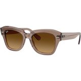 Ray-Ban RB 2186 682785 49 State Street Unisex Kare Şeffaf Kahverengi Kemik Güneş Gözlüğü