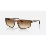 Ray-Ban Rb2225 664051 Unisex Güneş Gözlüğü - Geometrik Şeffaf Açık Kahverengi Kemik Çerçeve Kahverengi Degrade Camlı