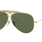 Ray-Ban Rb3138 Shooter Aviator Güneş Gözlüğü, Altın Çıplak/G-15 Yeşil, 58 mm