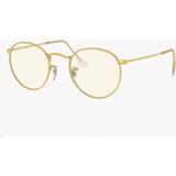 Ray-Ban RB3447 Round Unisex Güneş Gözlüğü Gold Metal Çerçeve Şeffaf Cam Mavi Filtre Fotogrey - Altın