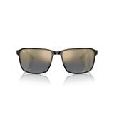 Ray-Ban RB3721CH Chromance Kare Güneş Gözlüğü, Altın Üzerine Siyah/Mavi Aynalı Altın Polarize, 59 mm