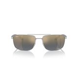 Ray-Ban Rb3737ch Chromance Dikdörtgen Güneş Gözlüğü, Gümüş/Mavi Aynalı Altın Polarize, 60 mm