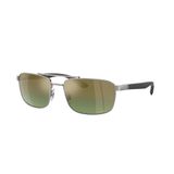 Ray-Ban Rb3737ch Chromance Dikdörtgen Güneş Gözlüğü, Gunmetal/Yeşil Aynalı Altın Polarize, 60 mm