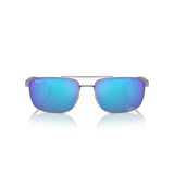 Ray-Ban Rb3737ch Chromance Dikdörtgen Güneş Gözlüğü, Gunmetal/Yeşil Aynalı Mavi Polarize, 60 mm