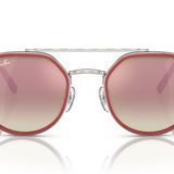 Ray-Ban Rb3765 Yuvarlak Güneş Gözlüğü, Gümüş/Kahverengi Gradyan Kahverengi Aynalı Pembe, 53 mm