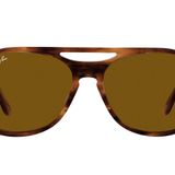 Ray-Ban Rb4357 Powderhorn Aviator Güneş Gözlüğü, Çizgili Havana/Kahverengi, 58 mm