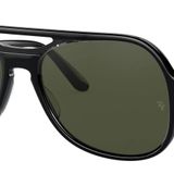 Ray-Ban Rb4357 Powderhorn Aviator Güneş Gözlüğü, Siyah Şeffaf Siyah/Yeşil, 58 mm