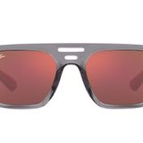 Ray-Ban Rb4397 Corrigan Kare Güneş Gözlüğü, Şeffaf Gri/Koyu Mor Aynalı Kırmızı